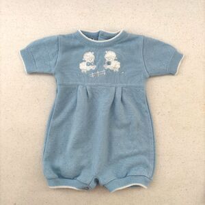 Friemanit Knit Baby Boy One Piece Embroidered Romper 3 Month Vintage 80s